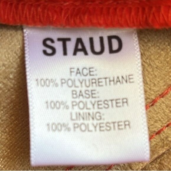 STAUD Cherry Red Vegan Leather Domino Carpenter Pocket Wide Leg Pants Holiday - Picture 7 of 9